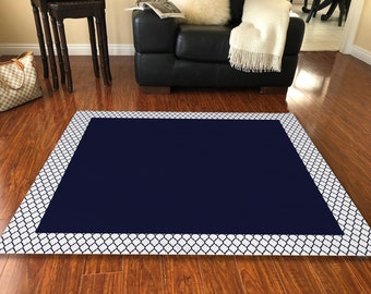 Navy Rug, Modern Carpet for Living Room, Bedroom, Non-slip Runner Rug for Kitchen, Dining Room Carpet, Navy, Marine Blue, Yacht Rug