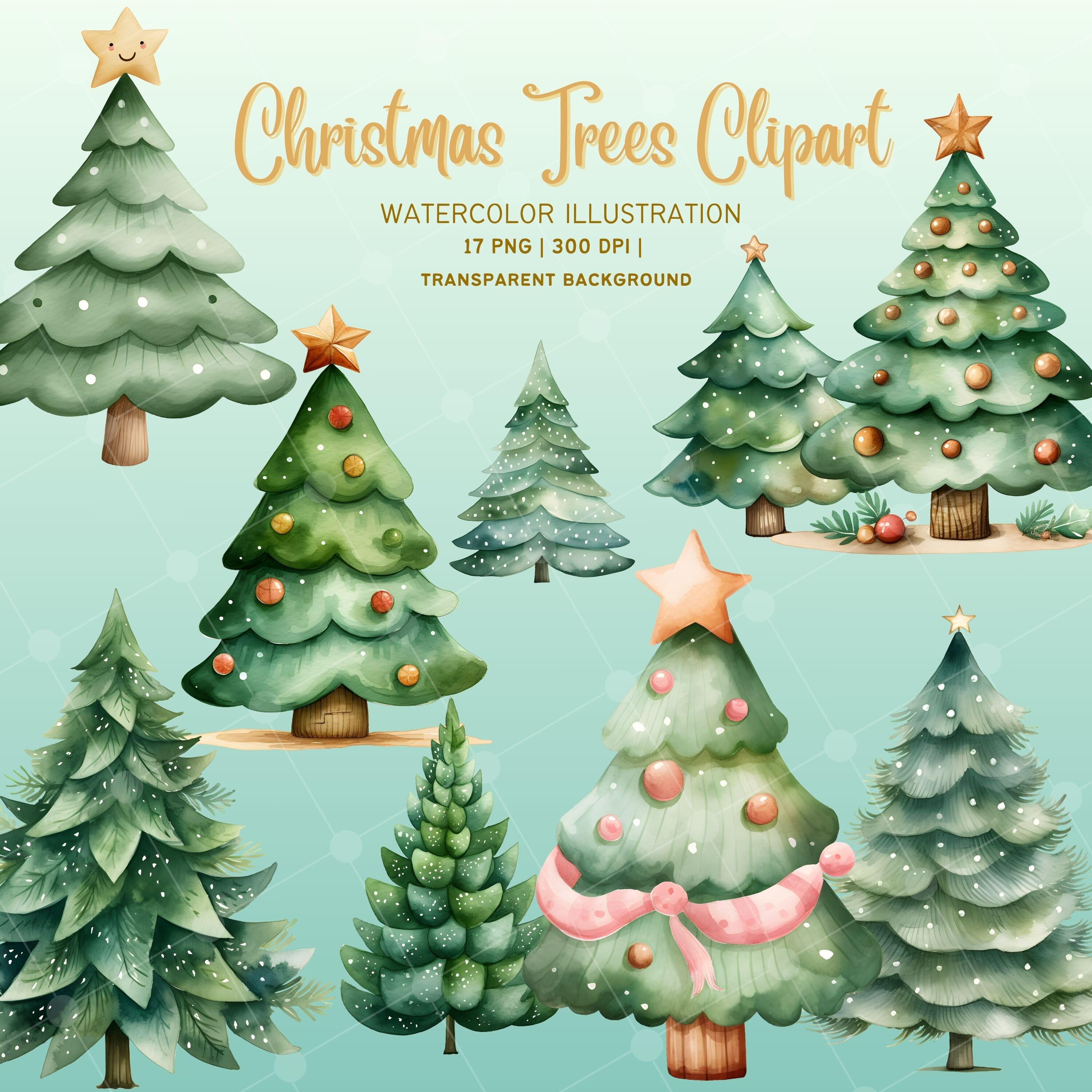 Christmas Trees PNG, transparent background, for Christmas and New year decorated