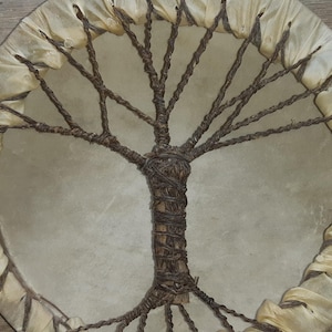 12&quot; to 36&quot; inch. Handmade Dark Ages , Hand crafted Buffalo skin , Rawhide , Native tupan shaman shamanic Medicine Healing + beater , stick