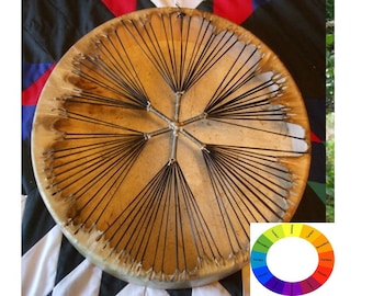 Tambor chamánico artesanal de piel de búfalo, de 30 a 90 cm (12-36 pulgadas), para rituales chamánicos, medicina, sanación, percusión natural, yoga y meditación. Incluye mazo.