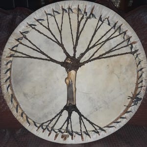 31cm-36cm Holzrahmen Handgemacht Schamanentrommel aus Büffelhaut Schamanen: , Deep Sound Natural Yoga Meditation Medizin Heilung +BEATER Mallet