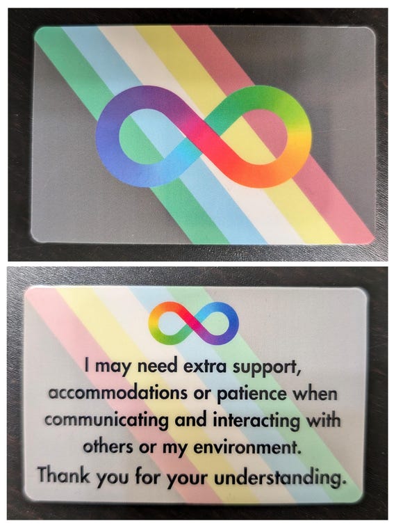 Neurodivergent Autism ADHD Disability Awareness Acceptance Identity Identification Plastic Card