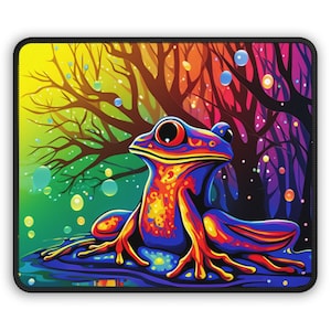 Colorful Rainbow Abstract Frog Graphic Design Gaming Mouse Pad