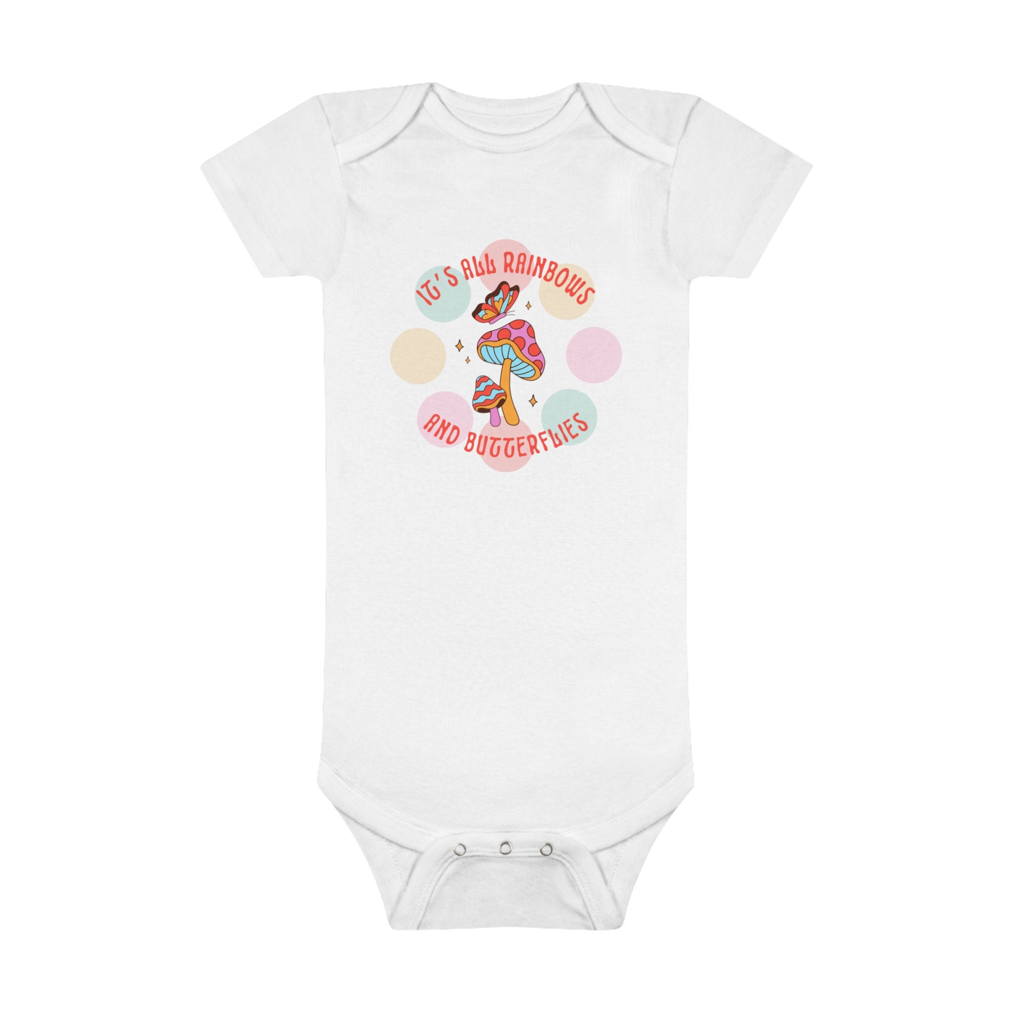 It's All Rainbows and Butterflies Cute Retro Vintage 1960s 1970s Style Preemie to 24 months Onesie® Boy Girl Organic Baby Bodysuit