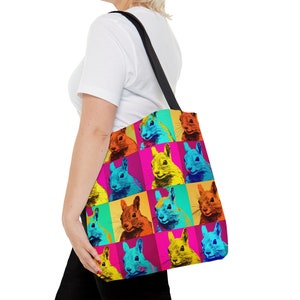 Funky Abstract Colorful Squirrel Tote Bag