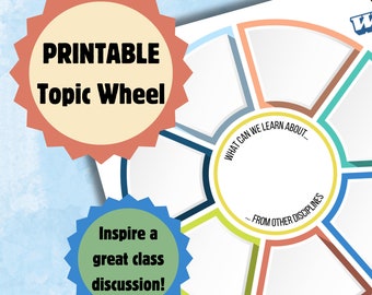 Rueda de cinco temas comunes, Rueda de temas imprimible, Rueda de temas CC, Rueda de temas clásica, Temas de lluvia de ideas, Cuadro de conexiones, Cuadro de temas