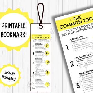 The Five Common Topics Bookmark - Printable