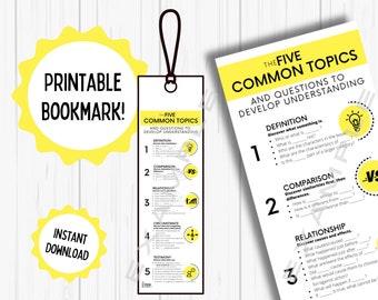 Marcapáginas de los cinco temas comunes (imprimible)