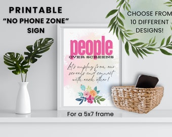 Personas sobre pantallas - Zona sin teléfono - Letrero imprimible