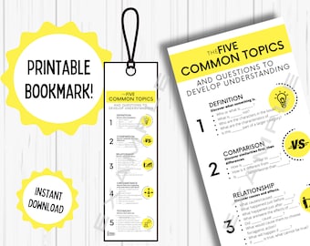 The Five Common Topics Bookmark - Printable