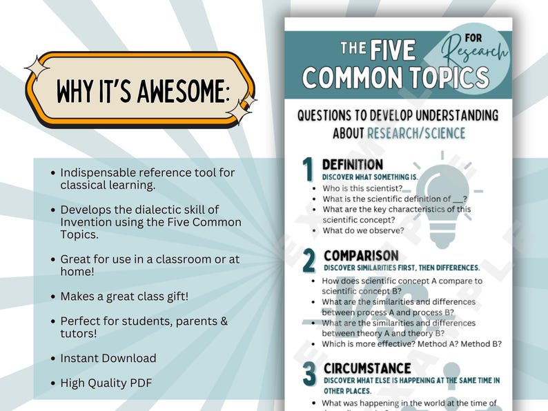 Five Common Topics Research, Science Discussion Bookmark, Research ...