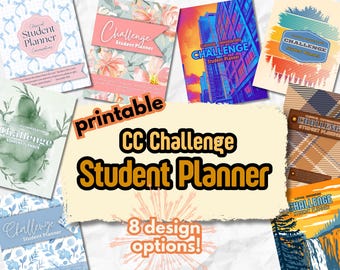 Planificador de desafíos para estudiantes - 8 opciones de diseño - Planificador imprimible de desafíos CC