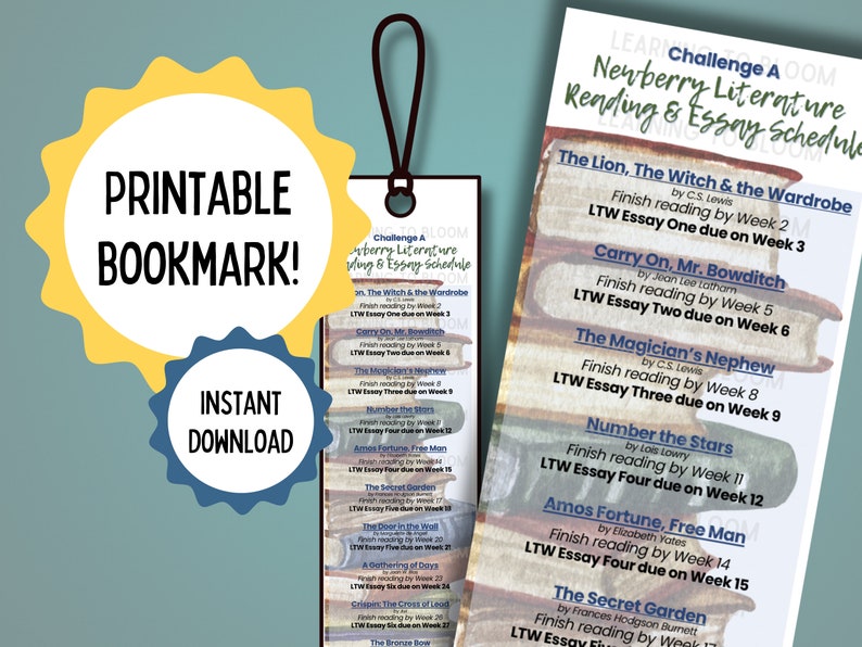 Challenge A Literature and Essay Schedule Bookmark - Classical ...