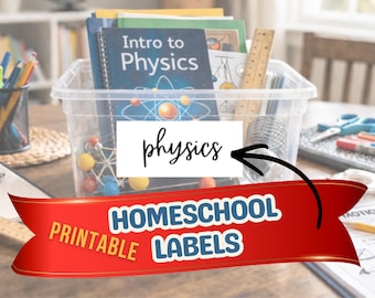 Etiquetas para contenedores de libros de educación en casa, etiquetas para organizar asignaturas escolares