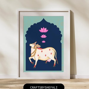 Pichwai Cow Print, Indian Folk Art Poster (Digital Download)