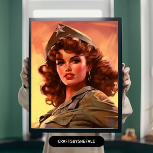 Vintage Military Pinup Pop Art | Digital Download | Pop Art | Retro Vibes | Modern Home Decor