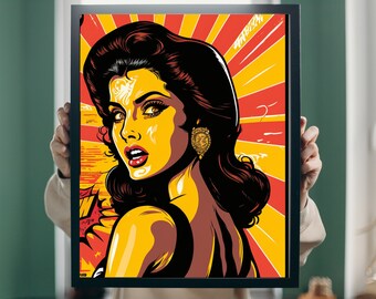 Bollywood Star Pop Art Print, Indian Home Decor (Digital Download)