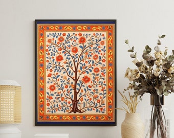 Indian Pichwai Painting, Floral Tree Art Print (Digital Download)
