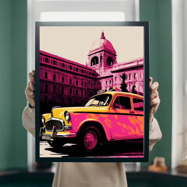 Indian Taxi Art Print, Indian Pop Art, Desi Illustrations, Home Wall Decor, Wall Art, Pop Art Prints, Digital Download