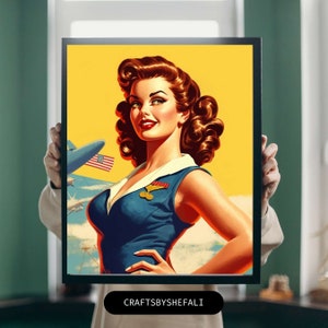 Vintage Marine Pinup girl, American Pop Art, Instant Download | Digital Download | Pop Art | Pinup Art | Retro, Vintage | Pinup Poster