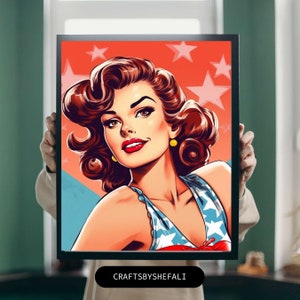 Vintage Pinup Girl Classic Printable Poster | Retro American Pinup | Instant Download