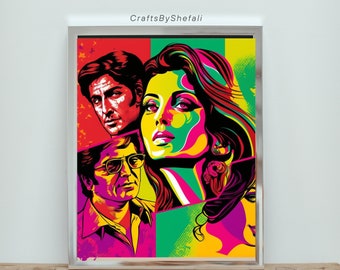 Bollywood Pop Art Print, Indian Cinema Home Decor (Digital Download)