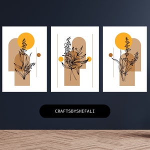 Mid Century Modern Prints,Boho Gallery Wall Art Set Of 3, Bohemian Decor Wall Art Prints, Printable Wall Art, Boho Home Decor Neutral