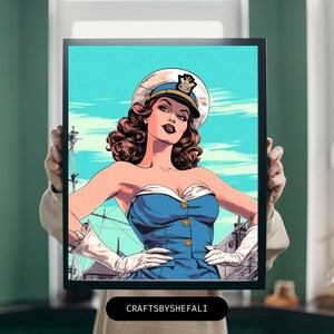 Vintage mariene ee-pop-art | Digitale download | Pop-art | Retro-sfeer | Modern woondecoratie | Afdrukbare muurkunst