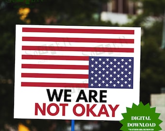 No Kings Day We Are Not Okay Protest Sign | Activist March Poster, Anti Trump (Digital Download)