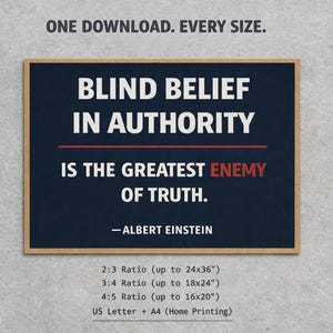 No Kings Day Protest Sign– Blind Belief Authority Quote, Anti Trump Protest (Digital Download) image 2