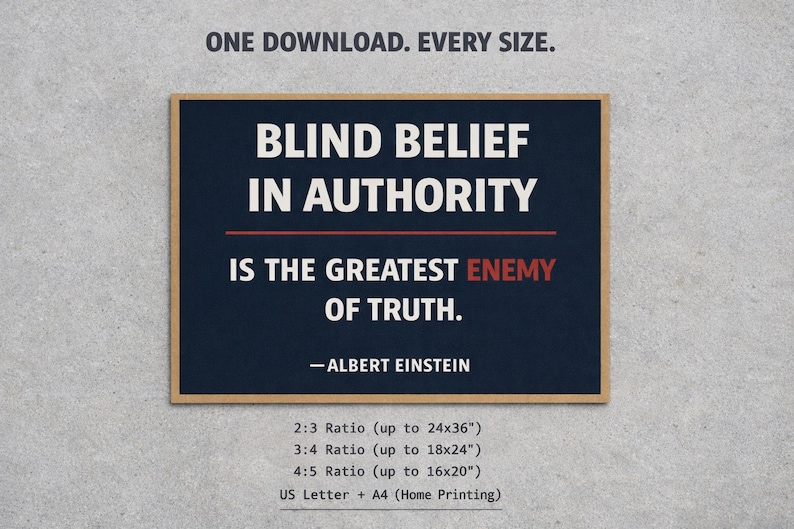 No Kings Day Protest Sign– Blind Belief Authority Quote, Anti Trump Protest (Digital Download) image 2