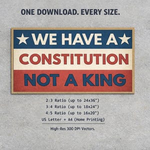 No Kings Day Protest Sign, Trump Protest, Constitution Not King (Digital Download) image 2