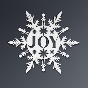 Metal Snowflake &#39;JOY&#39; Christmas Decoration: Powder-Coated Steel Holiday Decor