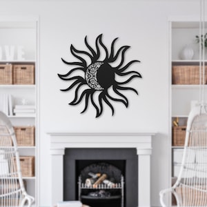Sun and Moon Metal Wall Art for Home Decor - Celestial Gift Idea Indoor/Outdoor Sign, Porch Decor, Entryway Sign, Patio sign, Bathroom sign