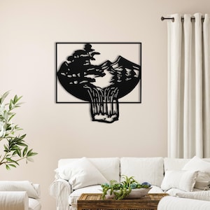 Waterfall Metal Wall Art: Scenic Forest Landscape Decor