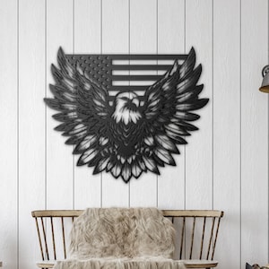 Bald Eagle American Flag Metal Sign: Patriotic Americana Decor
