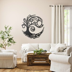 Funky Tree of Life Metal Wall Hanging Abstract Tree Sign Family Tree Indoor Outdoor Decor Family Tree Sign Modern Tree of Life