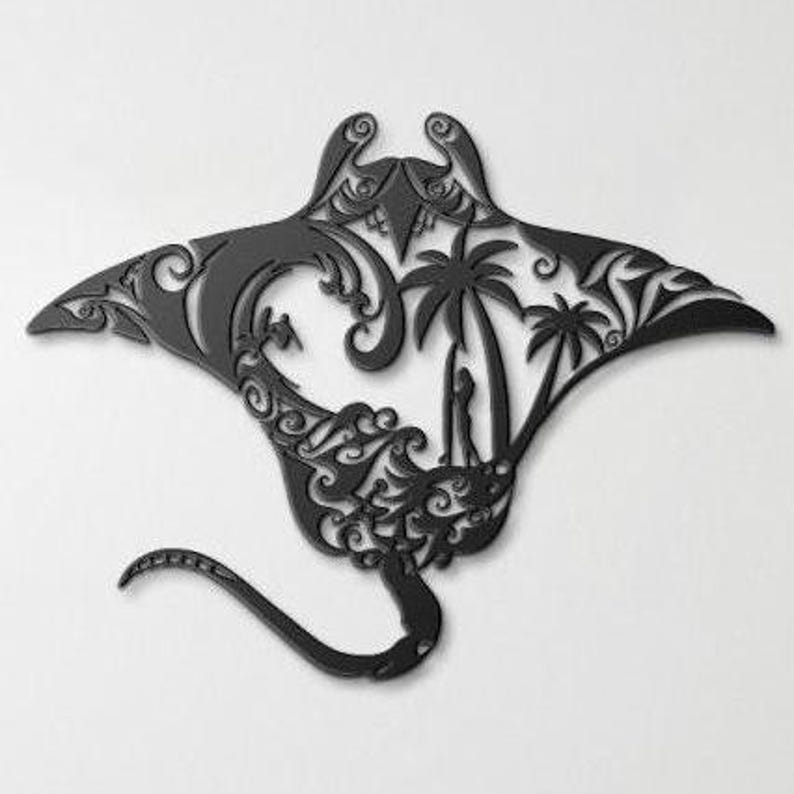 Manta Ray Metal Wall Art, Coastal Bathroom Decor for Beach House or ...