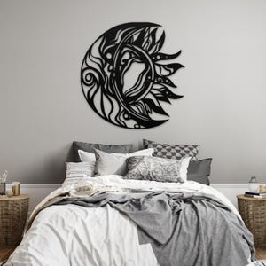Celestial Sun, Moon & Stars Metal Wall Art: Funky Patio Garden Decor