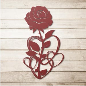 Metal Rose with hearts indoor outdoor romantic decor