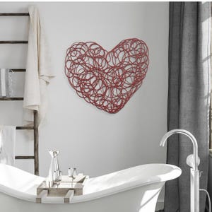 Metal Heart Wall Art: Free Hand Drawn Steel Decor