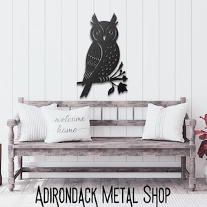Black Owl Metal Wall Art: Modern Indoor Outdoor Decor