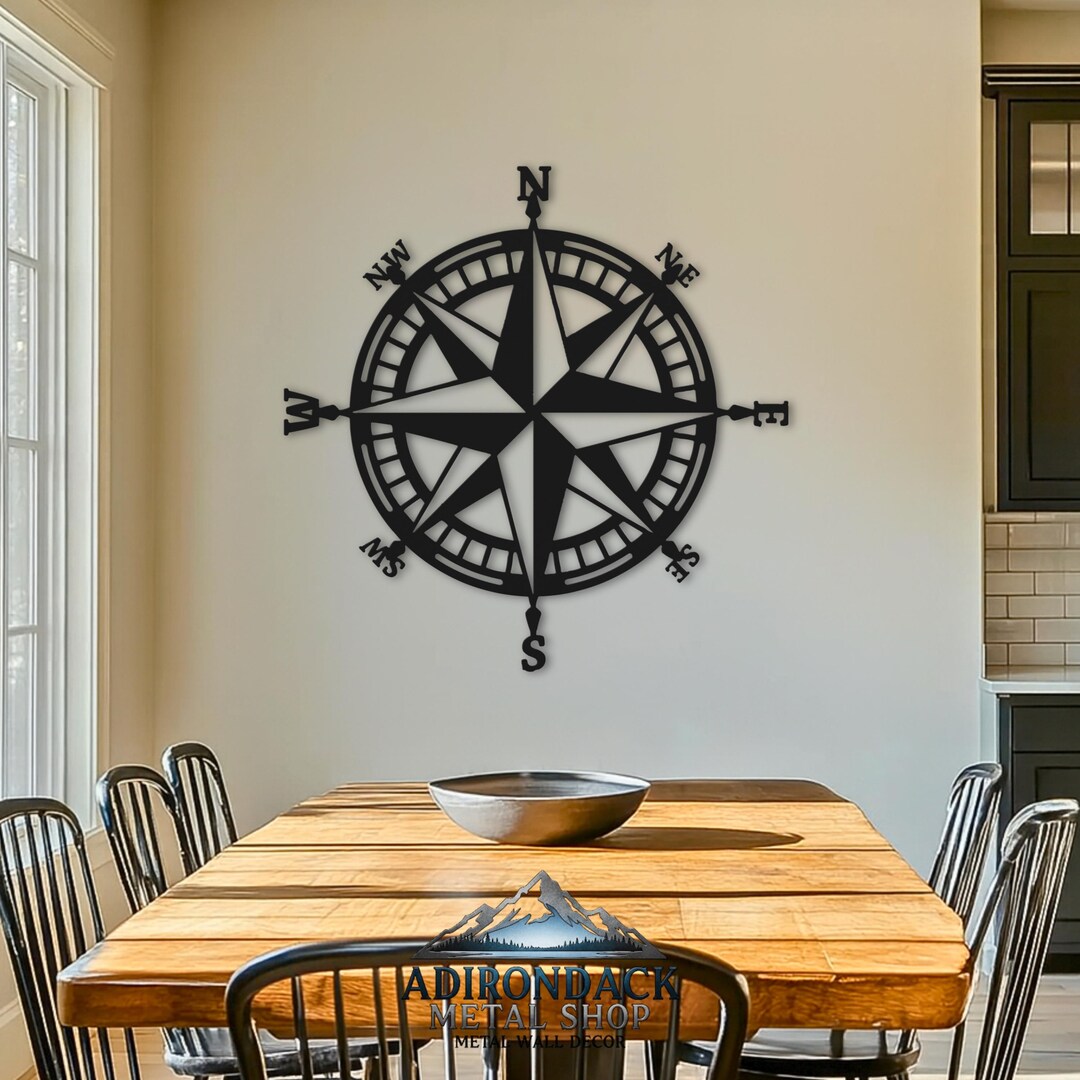 Metal Compass Rose Wall Art – Nautical Steel Decor, Rustic Home Accent ...
