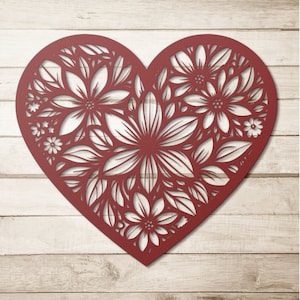 Metal Floral Heart Wall Decor: Powder-Coated Steel, Valentine&#39;s Gift