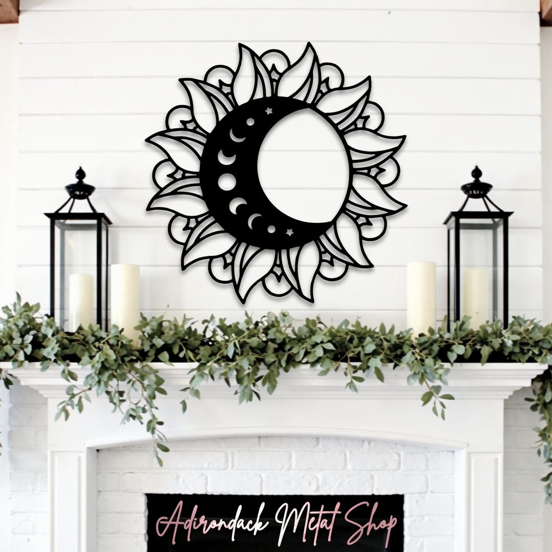 Sun Moon Metal Wall Art Celestial Decor Spiritual Home Gift, Outdoor ...