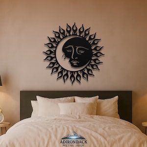 Sun & Moon Metal Wall Art – Celestial Steel Home Decor - indoor/outdoor decor