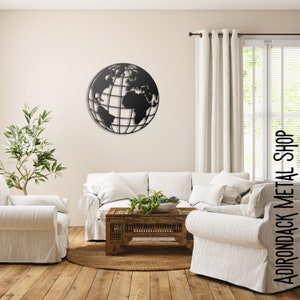Art mural globe, carte du monde, art mural globe, art mural globe, décoration murale méridiens, décoration murale en métal, décoration de la maison, décoration carte du monde en métal