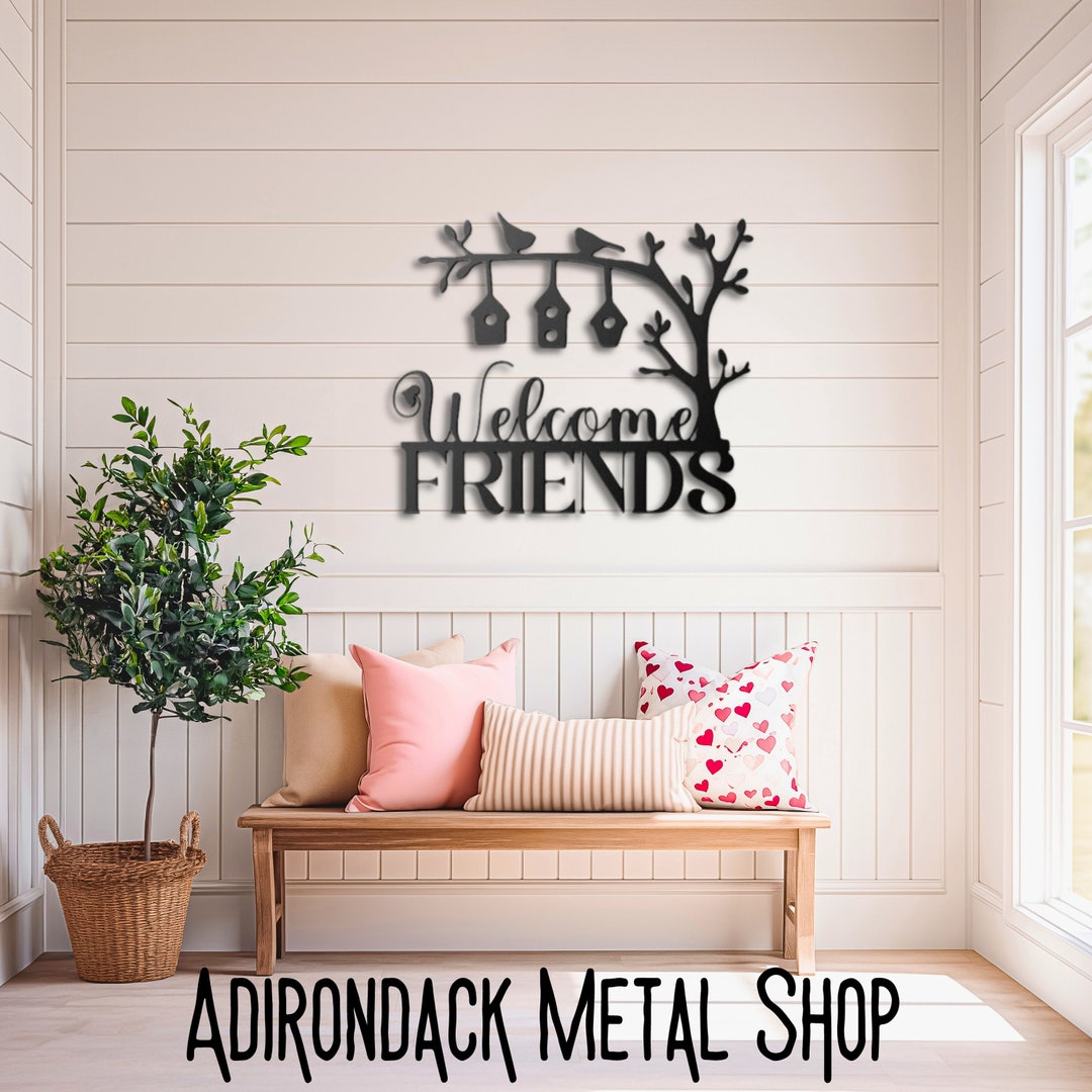 Metal Welcome Sign: Rustic Steel Wall Art, Front Porch Decor - Etsy