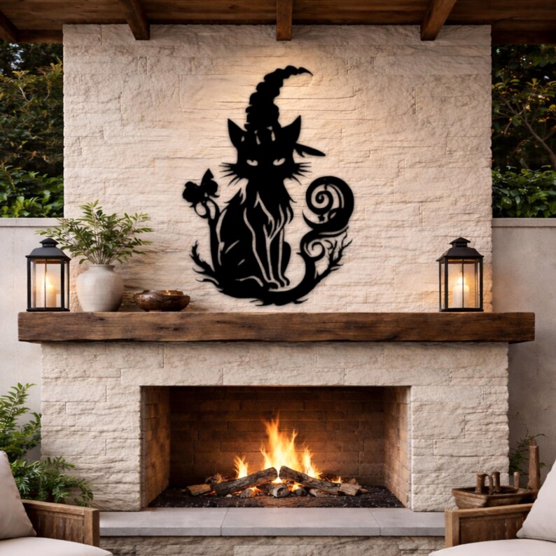 Witchy Cat Wall Art, Gothic Halloween Decor, Sassy Cat Lover Housewarming gift image 5