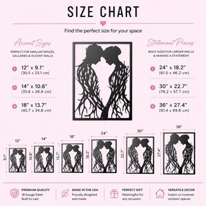 11th Anniversary Steel Couple Wall Art, Rooted in Love Romantic Bedroom Gift image 3